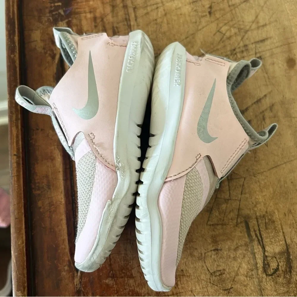Nike flex runner shoes, girls 12.5C, pink & white, see pix for blemishes